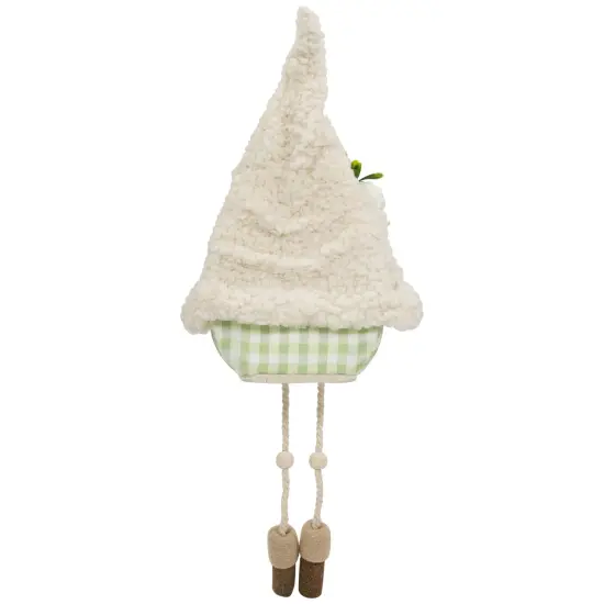 Northlight Plush Sitting Gnome with Dangling Legs Spring Figurine -10.5" Ivory {7}