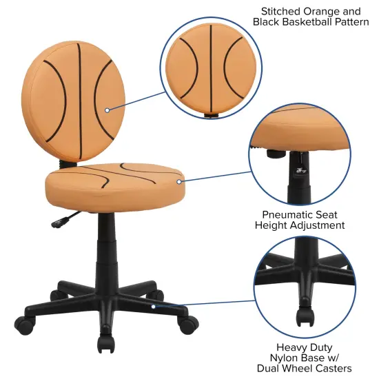Emma and Oliver Sports Swivel Task Office Chair Black and Orange {2}