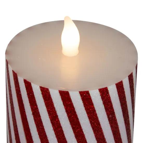 Northlight LED Flickering Flameless Candy Cane Striped Christmas Wax Pillar Candles - 6" - Set of 3 Red {7}
