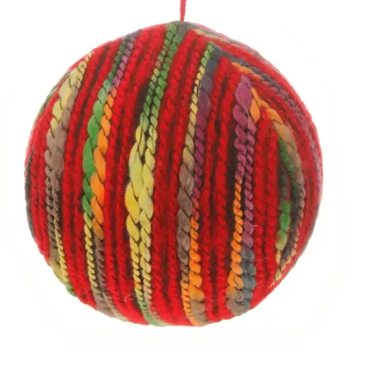 Raz Red and Green Strings Christmas Ball Ornament 5" (125mm) {1}