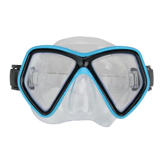 Swim Central Aqua Blue and Black Monaco Children's Swimming Mask Ages 10 and up 6.25" {1}