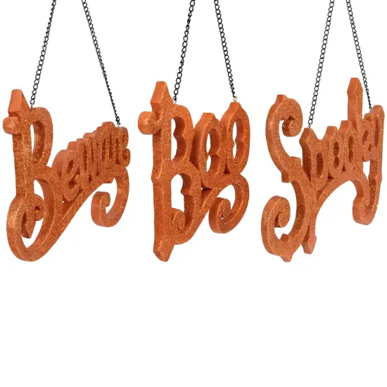 Northlight Boo, Spooky and Beware Hanging Halloween Signs - 5.75" - Set of 3 Orange {5}