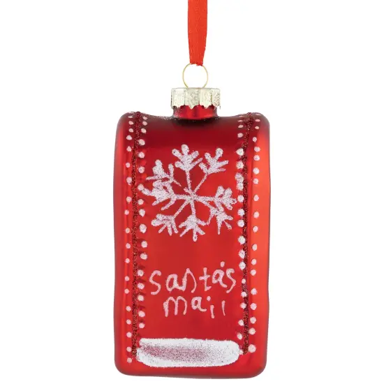 Northlight Santa's Mailbox Glass Christmas Ornament - 4" - Red {1}