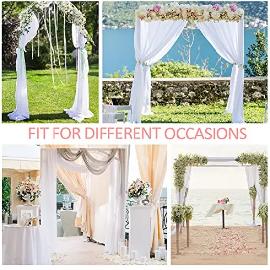 Wedding Arch Draping Fabric,2 Panel 28" x 19Ft White Wedding Arch Drapes Sheer Backdrop Curtain for Wedding Ceremony Party Ceiling Decor {3}