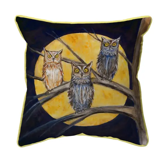 Betsy Drake Night Owls Large Indoor/Outdoor Pillow 18x18 Multicolor {1}