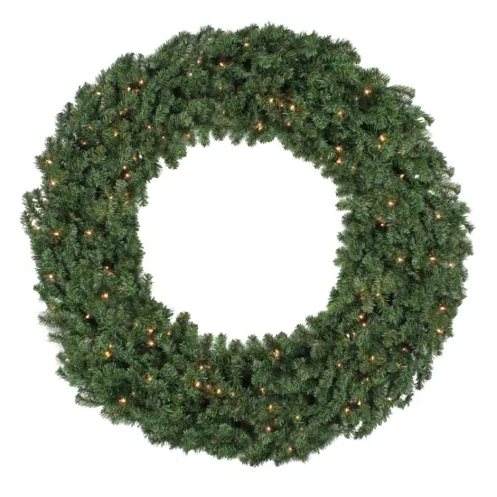 Northlight Pre-Lit Canadian Pine Commercial Size Christmas Wreath - 12' - Clear Lights Green {1}
