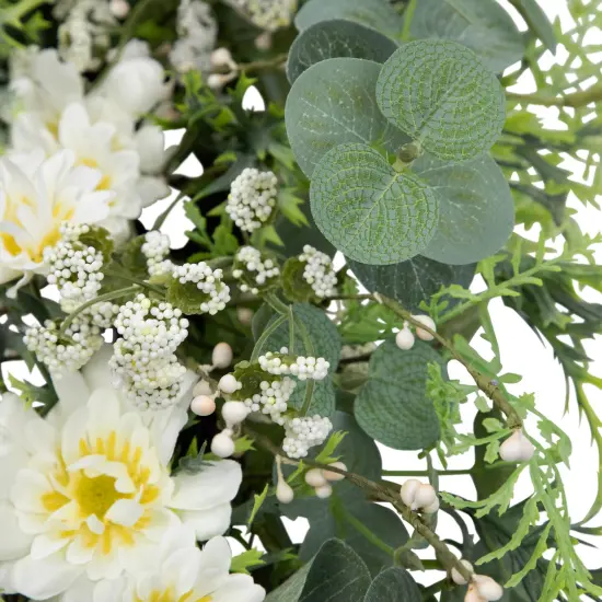 Northlight Fern and Eucalyptus Floral Spring Wreath - 24" White {7}