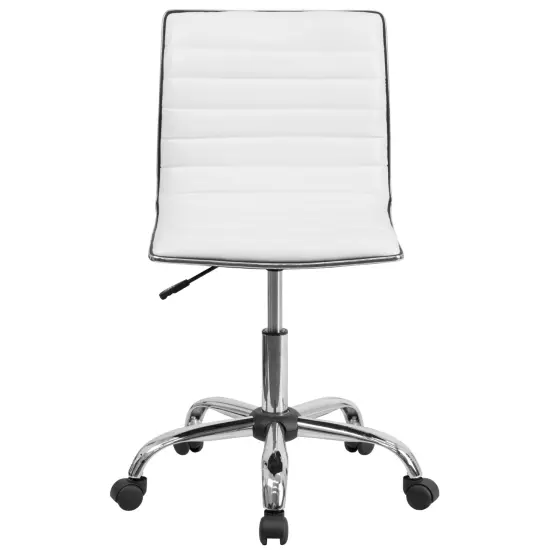 Merrick Lane Amelie Home Office Chair Ergonomic Executive Ribbed Low Back Armless Computer Desk Chair - Base, Frame & Border WhiteVinyl/Chrome {3}