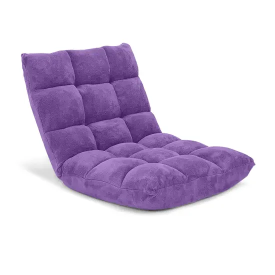 14-Position Adjustable Back Cushioned Floor Chair Purple {1}