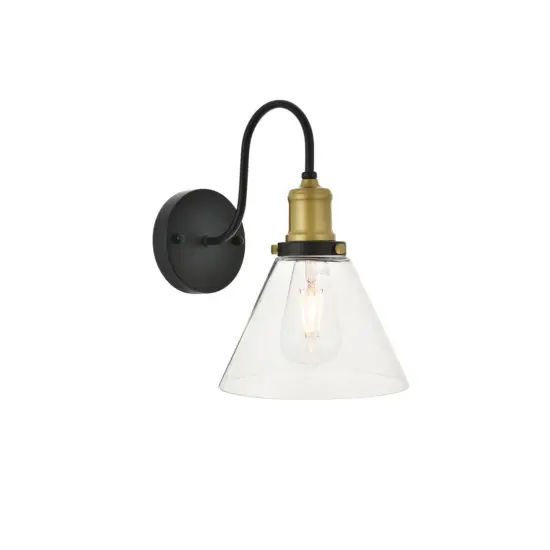 Histoire 1 light brass and black Wall Sconce {1}