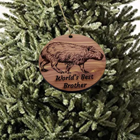 Worlds Best Brother Capybara - Cedar Ornament {2}