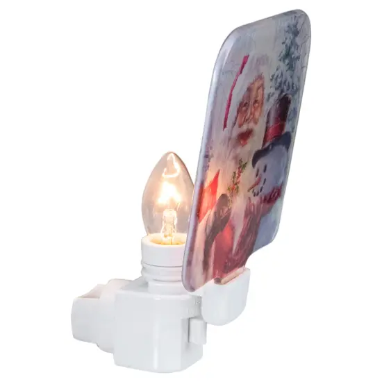 Northlight Santa and Snowman Glass Christmas Night Light - 4" White {4}
