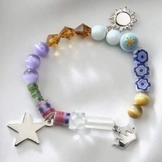 Roman America The Beautiful Glass Beaded Story Bracelet Blue {1}
