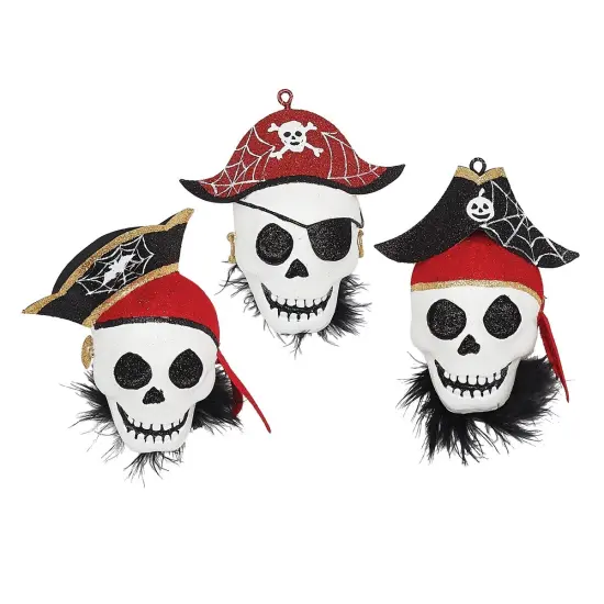 Pirate Cove Head Halloween Christmas Xmas Ornament Set of 3 {1}