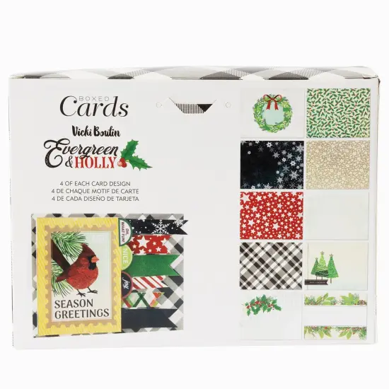 American Crafts A2 Cards W/Envelopes (4.375"X5.75") 40/Box-Vicki Boutin Evergreen & Holly {2}