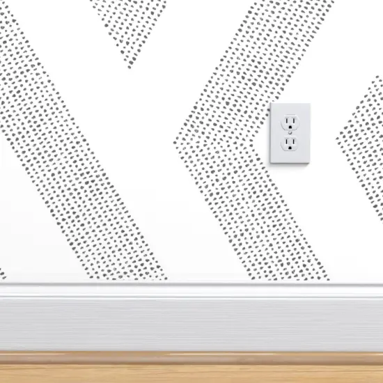 Pre-Pasted Wallpaper 2FT Wide Minimal Zigzag Black And White Graphic Lines Custom Pre-pasted Wallpaper by Spoonflower {4}