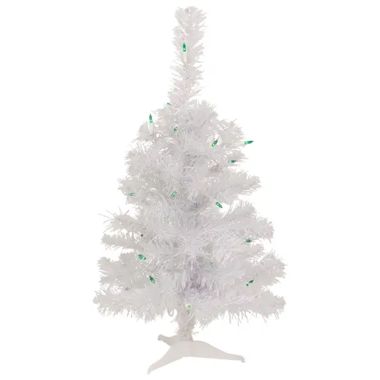 Northlight Pre-Lit Medium Rockport White Pine Artificial Christmas Tree - 2' - Green Lights {3}