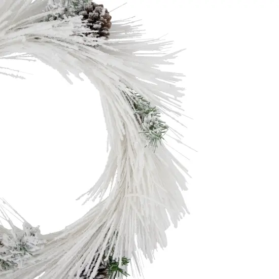Northlight 24" White Flocked Artificial Christmas Wreath with Pine Cones {5}