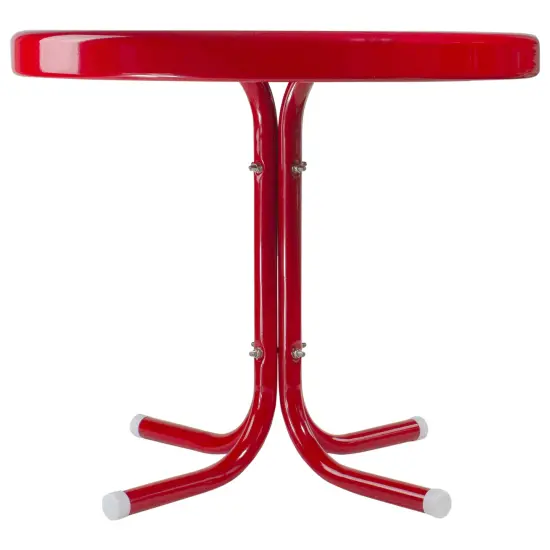 Northlight 22" Outdoor Retro Tulip Steel Side Table, Red {4}