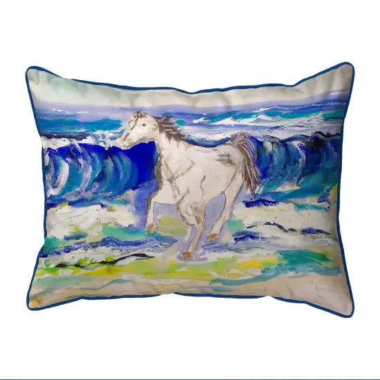 Betsy Drake Horse and Surf Extra Large 20 X 24 Indoor / Outdoor Pillow {1}