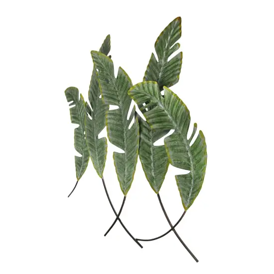 27 Inch Metal Tropical Leaf Wall Hanging Sculpture Coastal Plant Art Home Decor {3}
