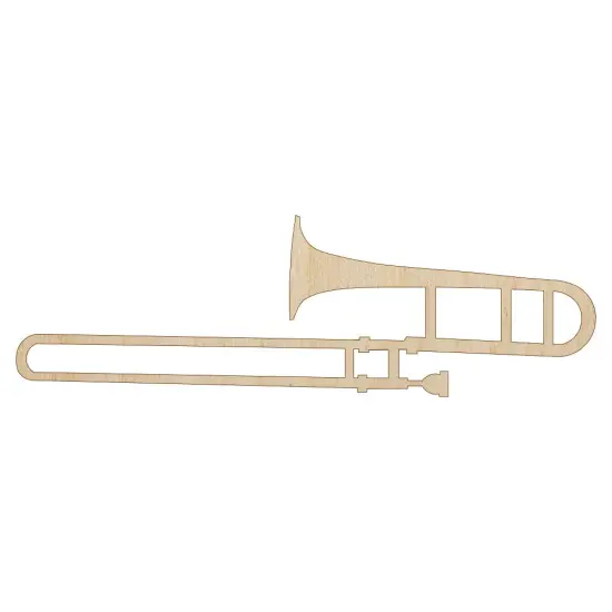 Trombone Music Instrument Silhouette Unfinished Wood Shape Piece Cutout for DIY Craft Projects {1}