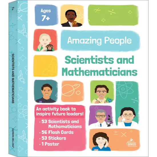 Amazing People: Scientists and Mathematicians Activity Book, 2nd Grade Workbook With Biographies, Learning Activities, Stickers, Flash Cards, Poster, and More for Kids Ages 7 and Up {1}
