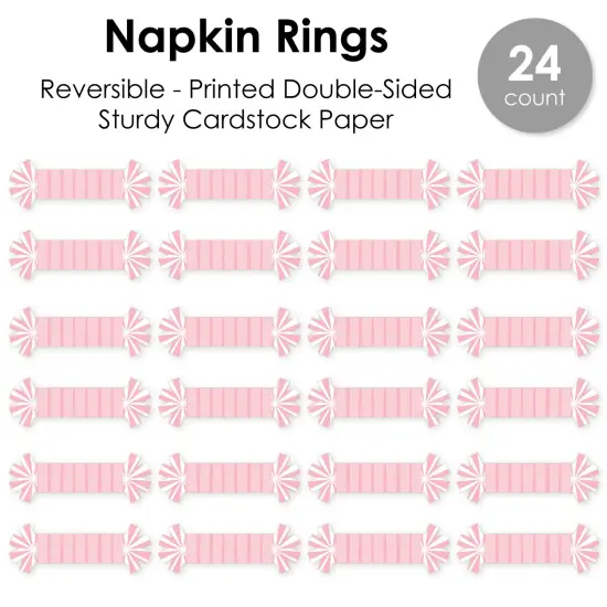 Big Dot of Happiness Pink Stripes - Simple Party Paper Napkin Holder - Napkin Rings - Set of 24 {7}