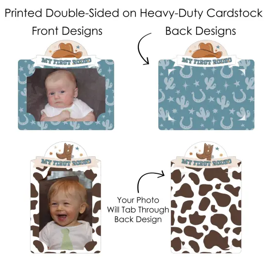 Big Dot of Happiness My First Rodeo - Little Cowboy 1st Birthday Party Picture Centerpiece Sticks - Photo Table Toppers - 15 Pieces {6}