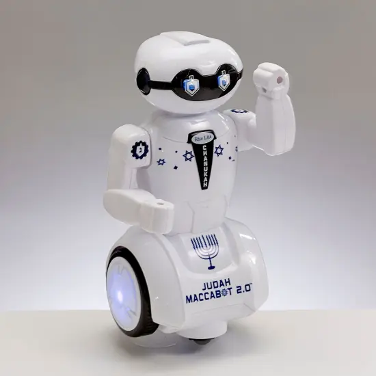 Rite Lite 8.5" White and Blue Battery Operated Hanukkah "Judah Maccabot" Dancing Robot {1}