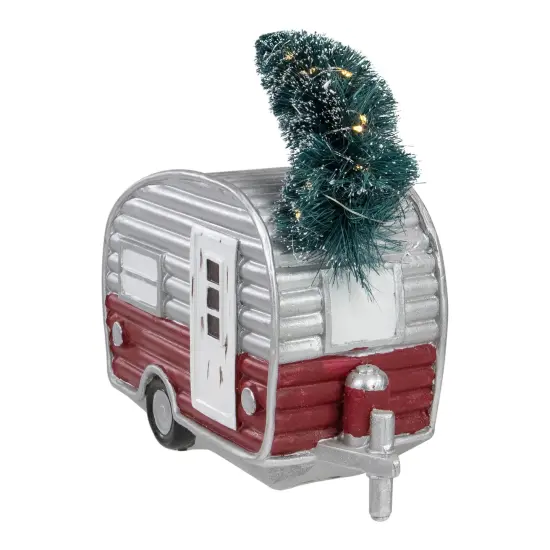 Northlight LED Lighted Camper with Pine Bough Christmas Decoration - 8.5" Silver {5}