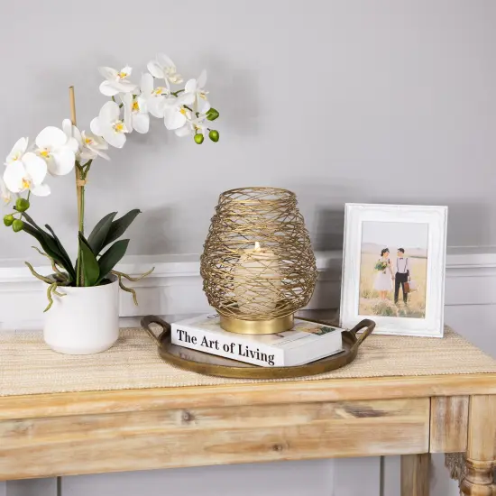 Northlight Medium Woven Iron Votive Candle Holder - 8.5" - Brass Finish Bronze {3}