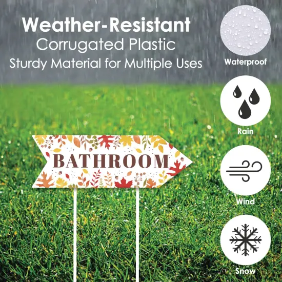 Big Dot of Happiness Fall Foliage Wedding Bathroom Signs - Autumn Leaves Wedding Sign Arrow - Double Sided Directional Yard Signs - Set of 2 {4}