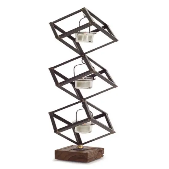 Melrose 24" Decorative Stacked Boxes on Wood Base Votive Candle Holder Brown {1}