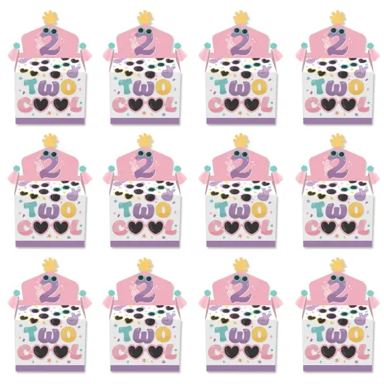 Big Dot of Happiness Two Cool - Girl - Treat Box Party Favors - Pastel 2nd Birthday Party Goodie Gable Boxes - Set of 12 {6}