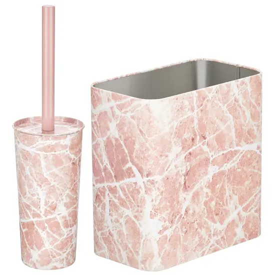 mDesign 2 Piece Plastic Bathroom Set, Bowl Brush and Trash Can {4}