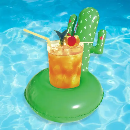 Northlight Inflatable Cactus Swimming Pool Floating Drink Holder - 18" Green {3}