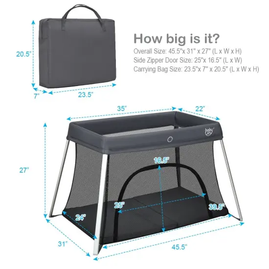 Lightweight Foldable Baby Playpen with Carry Bag Dark Grey {4}