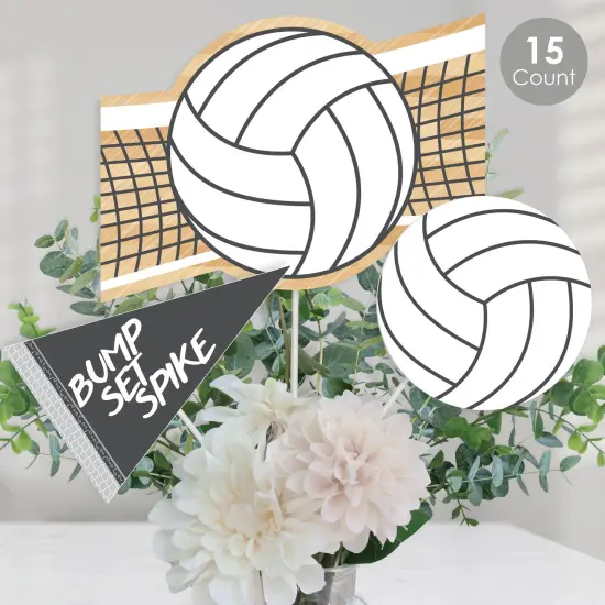 Big Dot of Happiness Bump, Set, Spike - Volleyball - Baby Shower or Birthday Party Centerpiece Sticks - Table Toppers - Set of 15 {1}