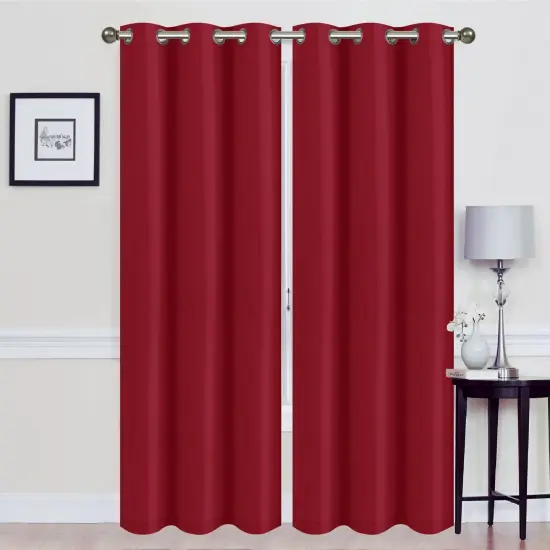 Madonna Foam-Backed Blackout Curtain Panels with Grommets Burgundy {1}