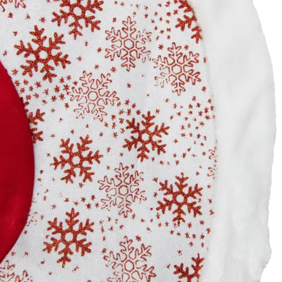 Northlight 48" Red and White Glitter Snowflake Scallop Christmas Tree Skirt {6}