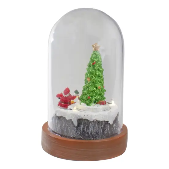 Northlight Lighted Santa and Christmas Tree Cloche Style Decoration - 7" Red {6}
