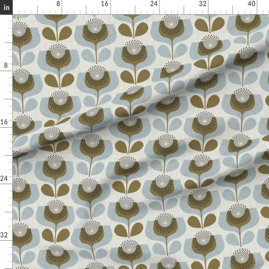 Various Fabrics by the Yard or Fat Quarter Neutral Botanical Geometric Flowers 70S Inspired Shapes Custom Printed Fabric by Spoonflower {1}