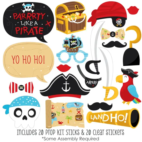 Big Dot of Happiness Pirate Ship Adventures - Skull Birthday Party Photo Booth Props Kit - 20 Count {3}