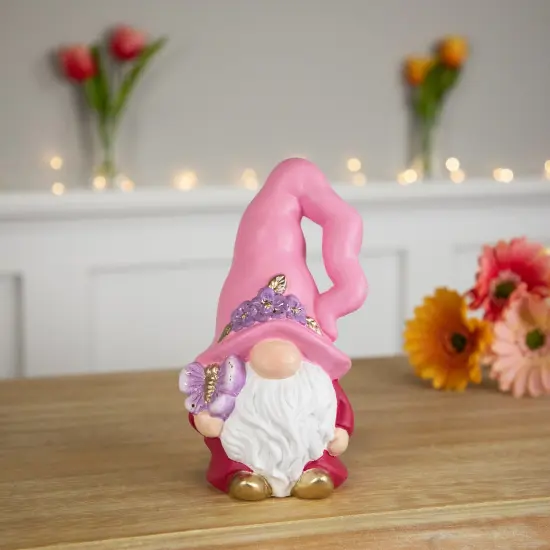 Northlight Spring Gnome Figurine and Butterfly - 7"- Pink and Fuchsia {3}