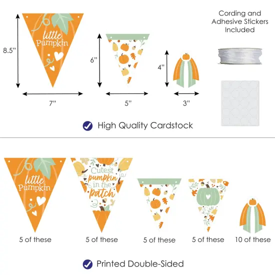 Big Dot of Happiness Little Pumpkin - DIY Fall Birthday Party or Baby Shower Pennant Garland Decoration - Triangle Banner - 30 Pieces {4}