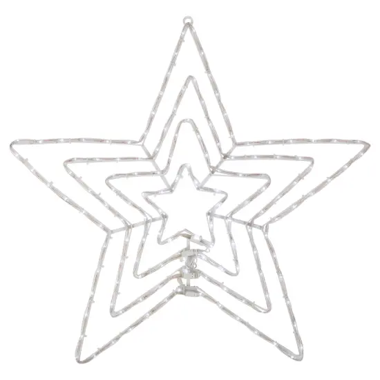 Northlight 24" LED Lighted Layered Stars 8 Function Christmas Window Silhouette White {3}