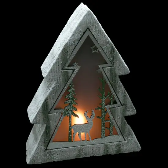 Northlight LED Lighted Tree with Reindeer in the Woods Scene Christmas Decoration - 13.5" Brown {3}