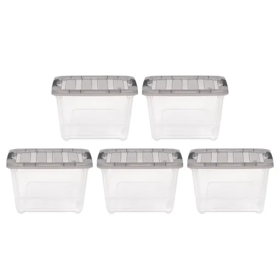 IRIS USA 19 Quart Stack & Pull Clear Plastic Storage Box, Gray, 5 Pack {1}