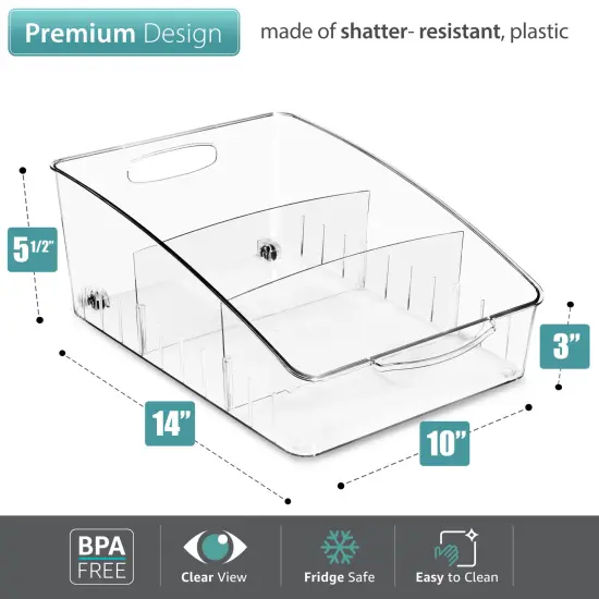 Sorbus Fridge Organizer on Wheels - Rolling Fridge Organizers and Storage Clear Design with Dividers & Handles for Kitchen Organization and Storage - Refrigerator Organizer Bins & Pantry Storage Bins {6}